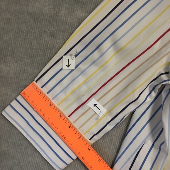 Striped Multi color button up top with collar 3/4 sleeves George stretch - Picture 9 of 10